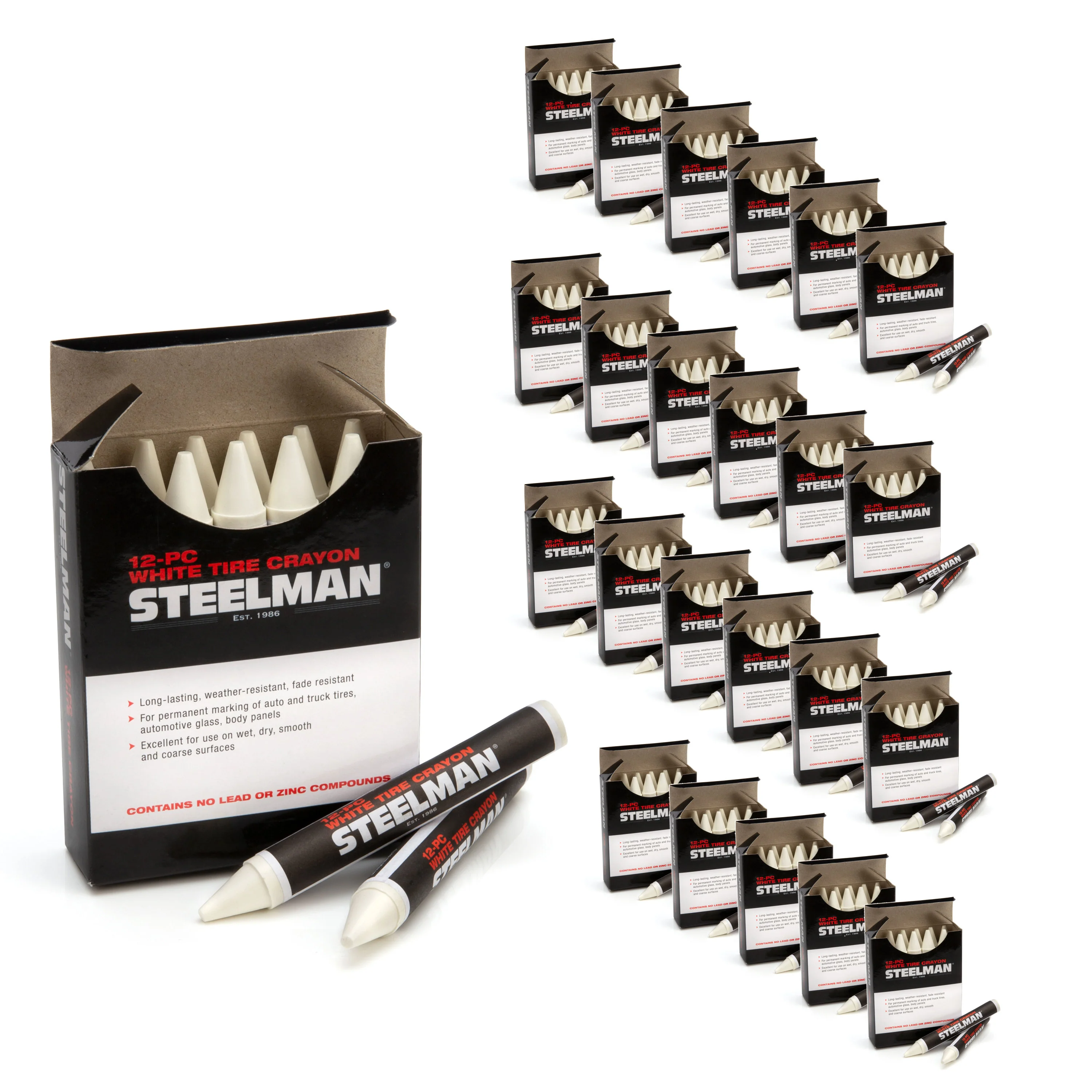 White Tire Marking Crayons, Box of 12 (24-Pack)