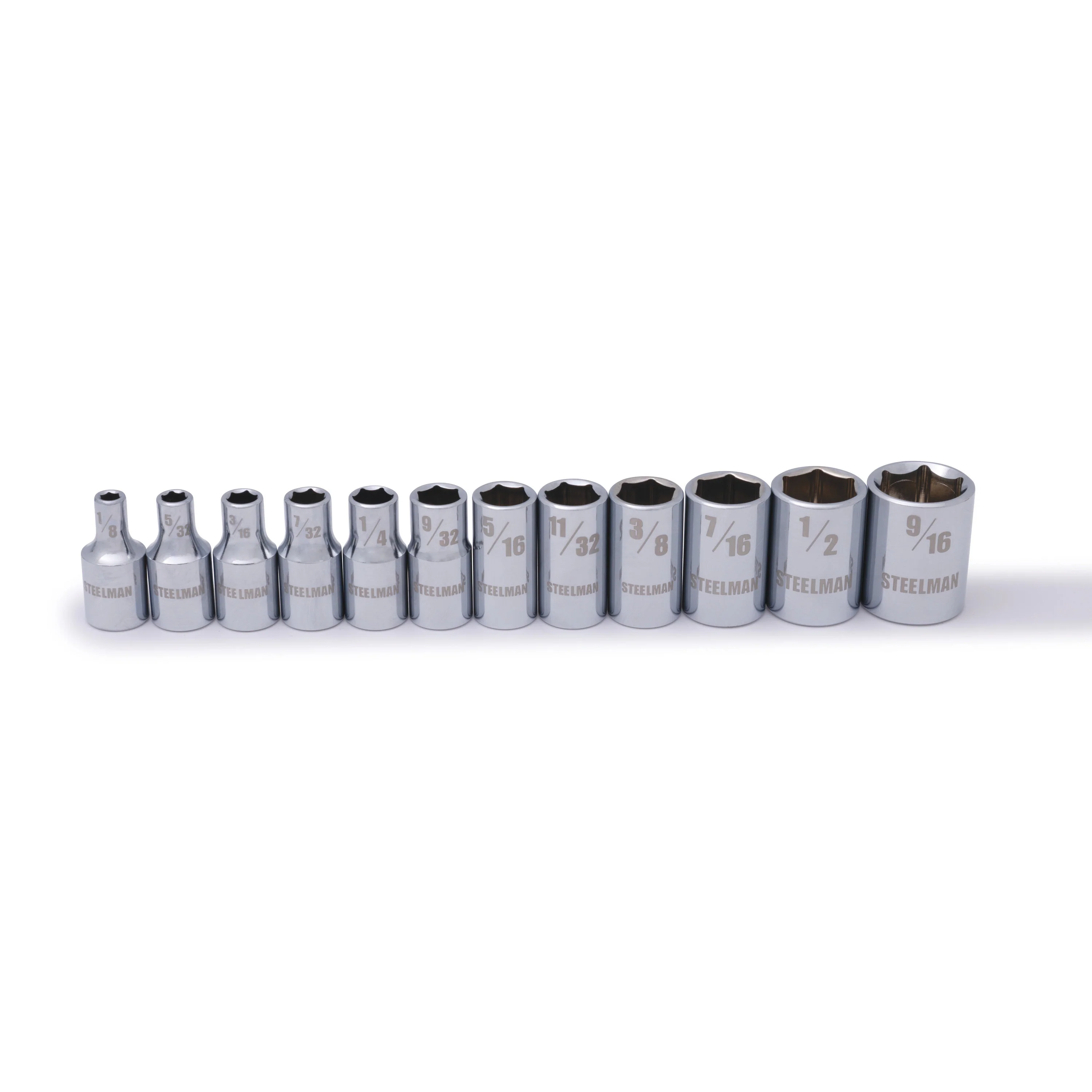 12-Piece 1/4-Inch Drive Shallow Depth 6-Point Chrome SAE Socket Set - Image 4