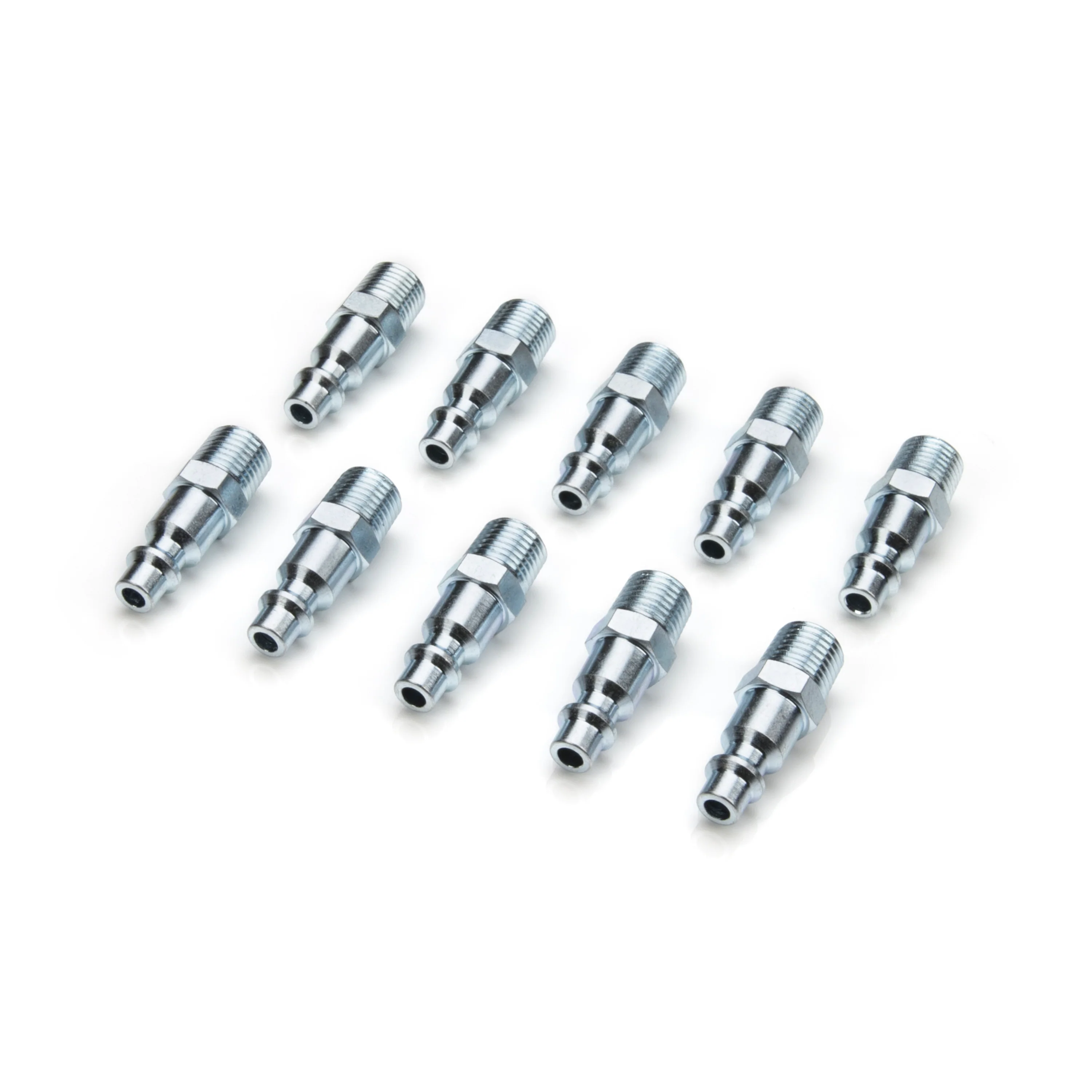 Industrial Style Steel Quick Disconnect Plug with 1/4-Inch NPTM Threads, 10-Pack