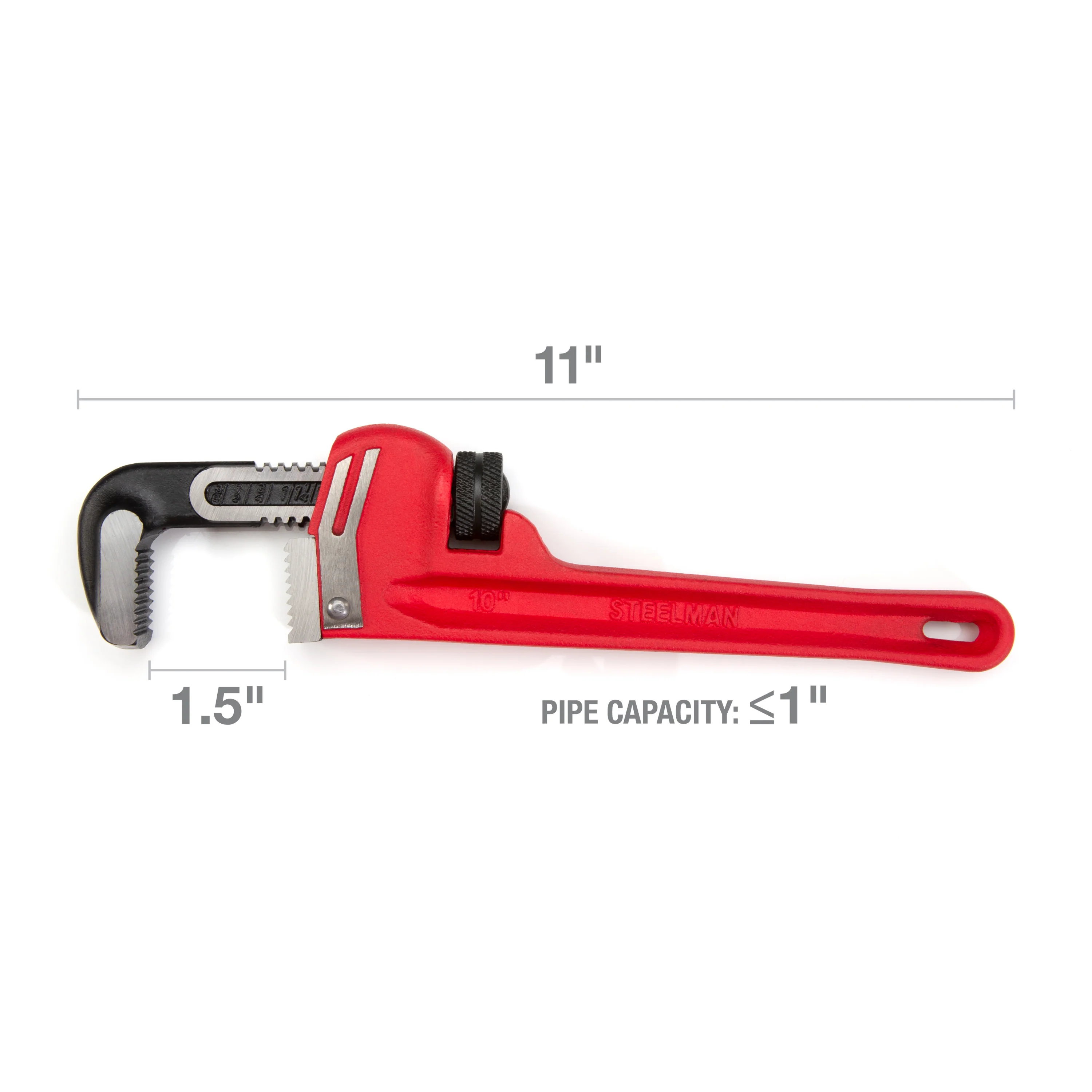 10-Inch Heavy-Duty Cast Iron Straight Handle Pipe Wrench - Image 6
