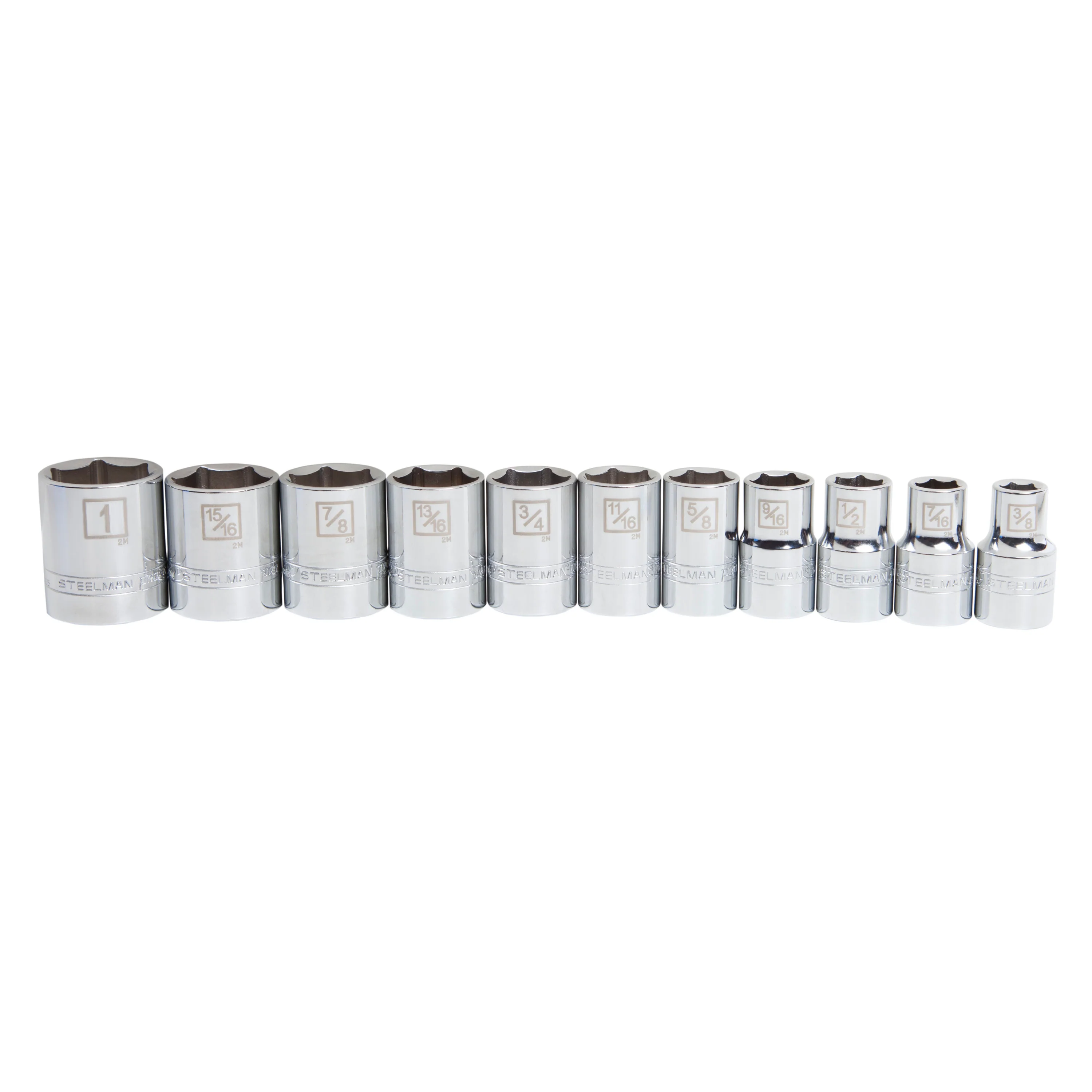 11-Piece 1/2-Inch Drive Shallow Depth 6-Point SAE Socket Set