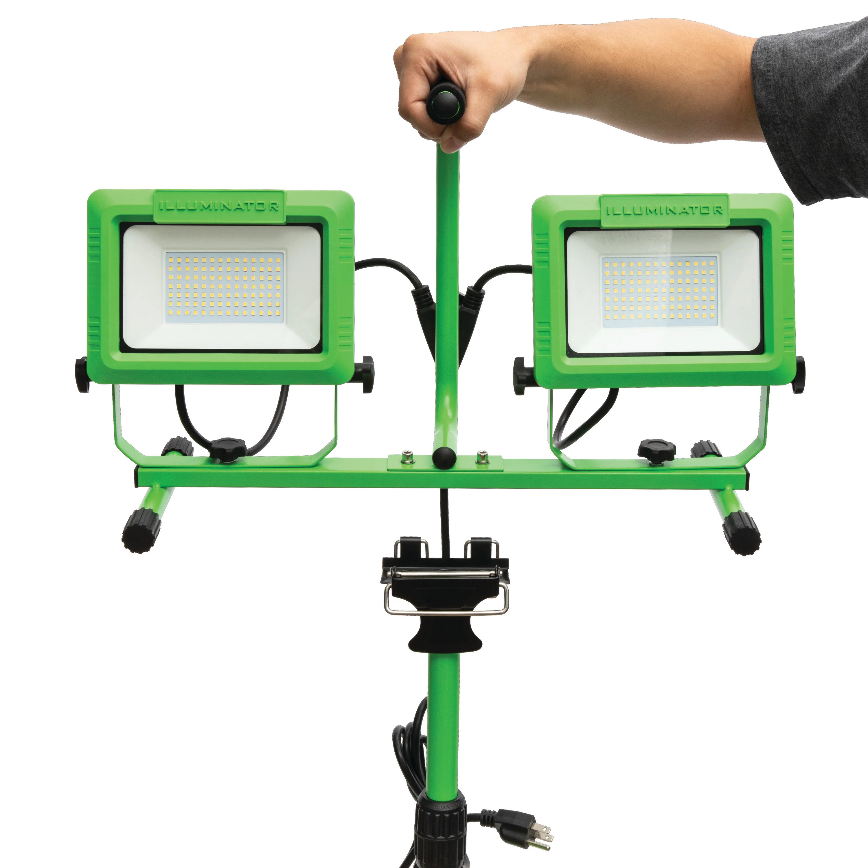 13,000-Lumen Dual Head LED Portable Flood Light with Detachable Metal Tripod, Splashproof Outdoor Enclosure, 8-Foot Power Cord - Image 9