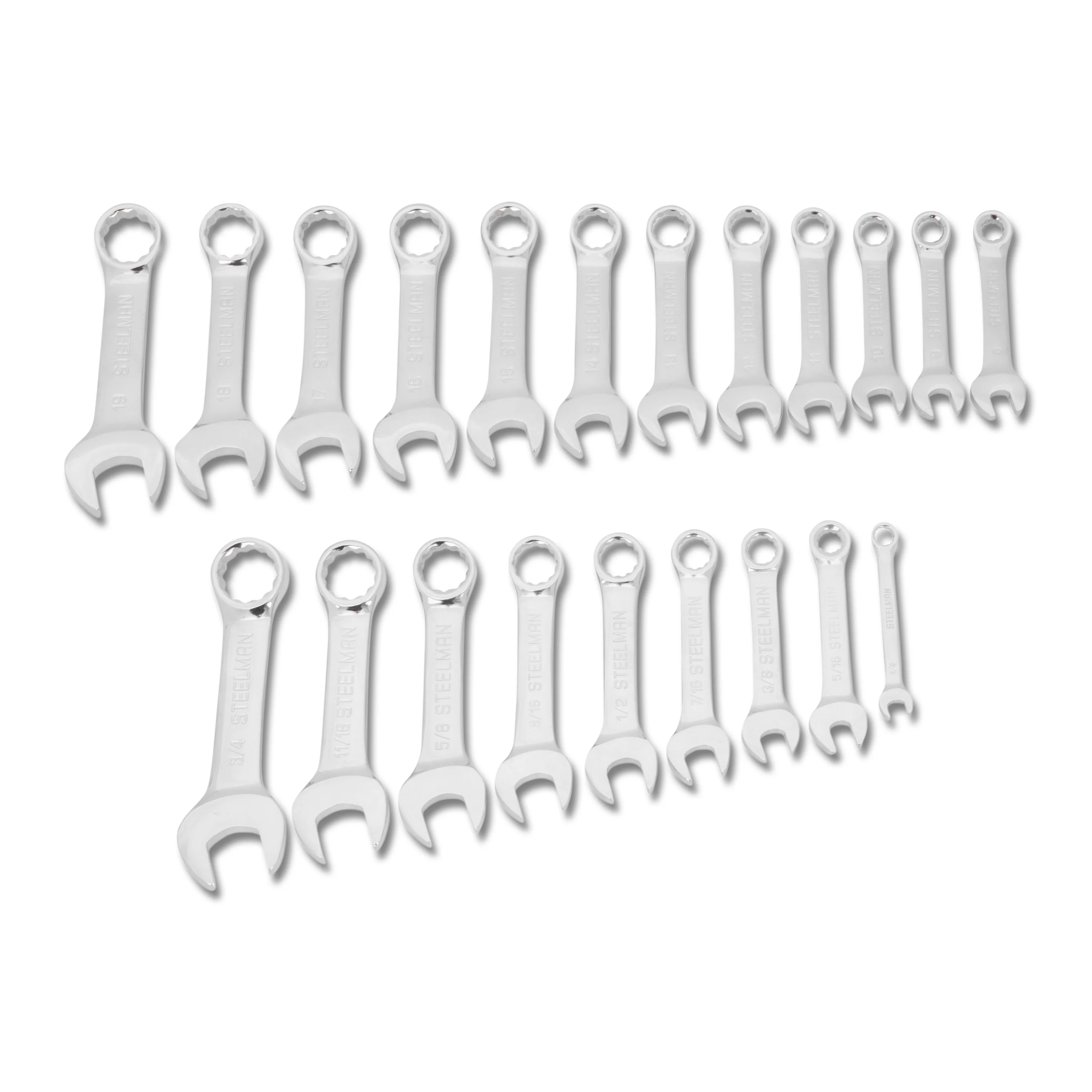 21-Piece Metric and SAE Stubby Combination Wrench Set with Fabric Storage Roll - Image 2
