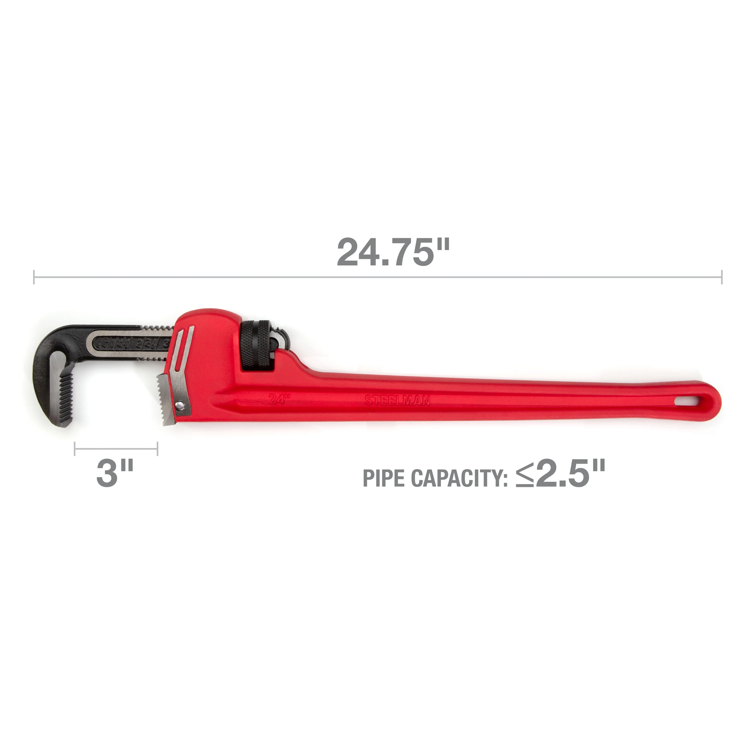 24-Inch Heavy-Duty Cast Iron Straight Handle Pipe Wrench - Image 5