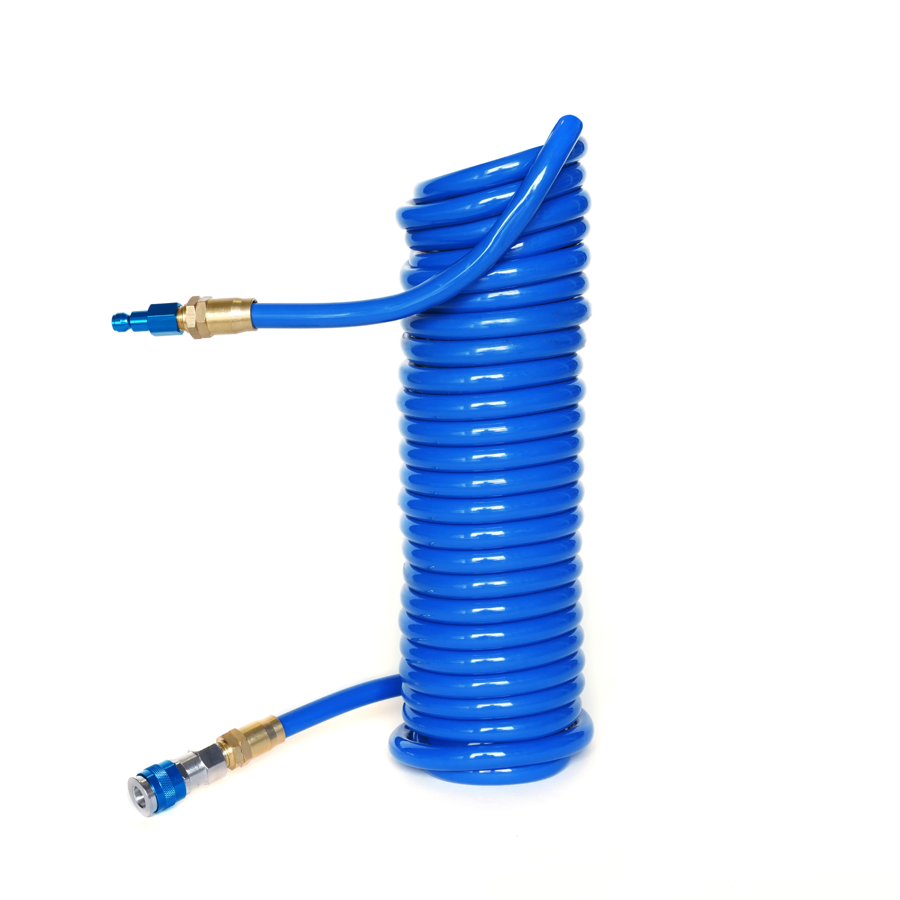 25-Foot Coiled 3/8-Inch ID Air Hose with Reusable 1/4-Inch NPT Brass and Quick Connect Fittings - Image 4