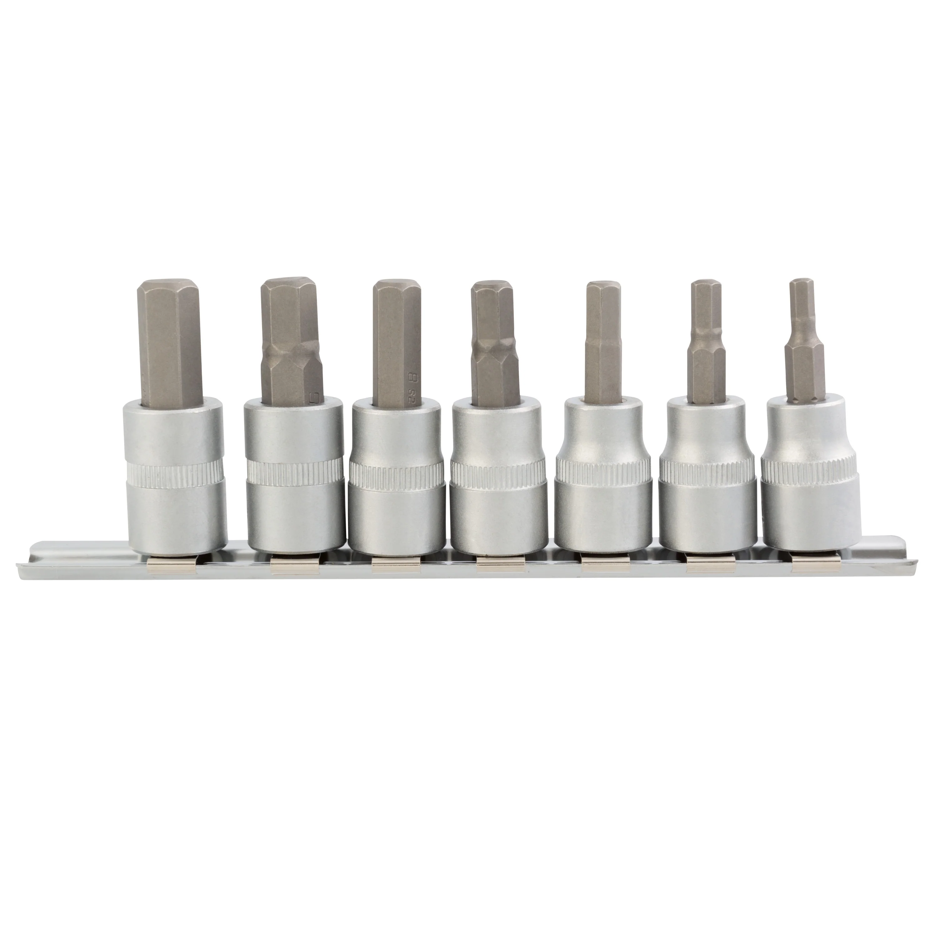 7-Piece 3/8-Inch Drive Metric Hex Bit Socket Set with Storage Rail - Image 5