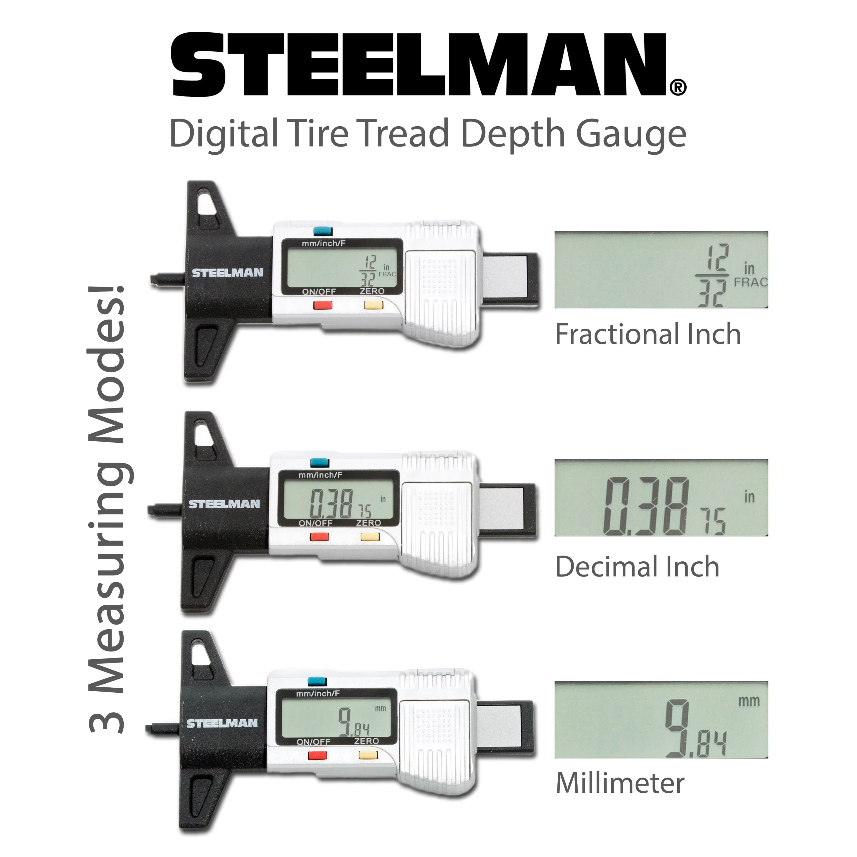 Digital Tire Tread Depth Gauge, 3 Modes - Fractional Inch, Decimal Inch, and Millimeter, 0-1 Inch - Image 6