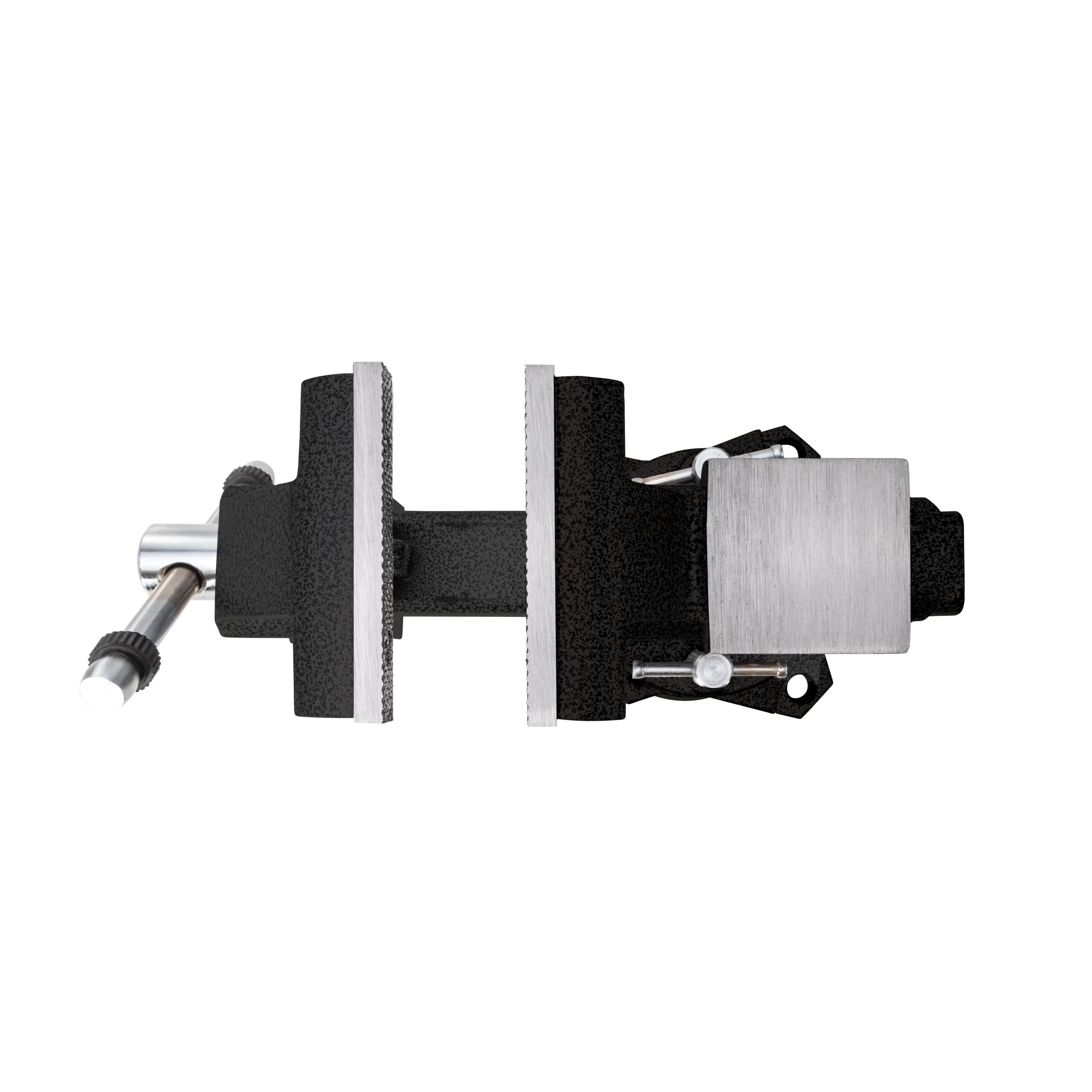 4-Inch Bench Vise with 360-degree Swivel Base, Serrated Steel Jaws, Gray - Image 4