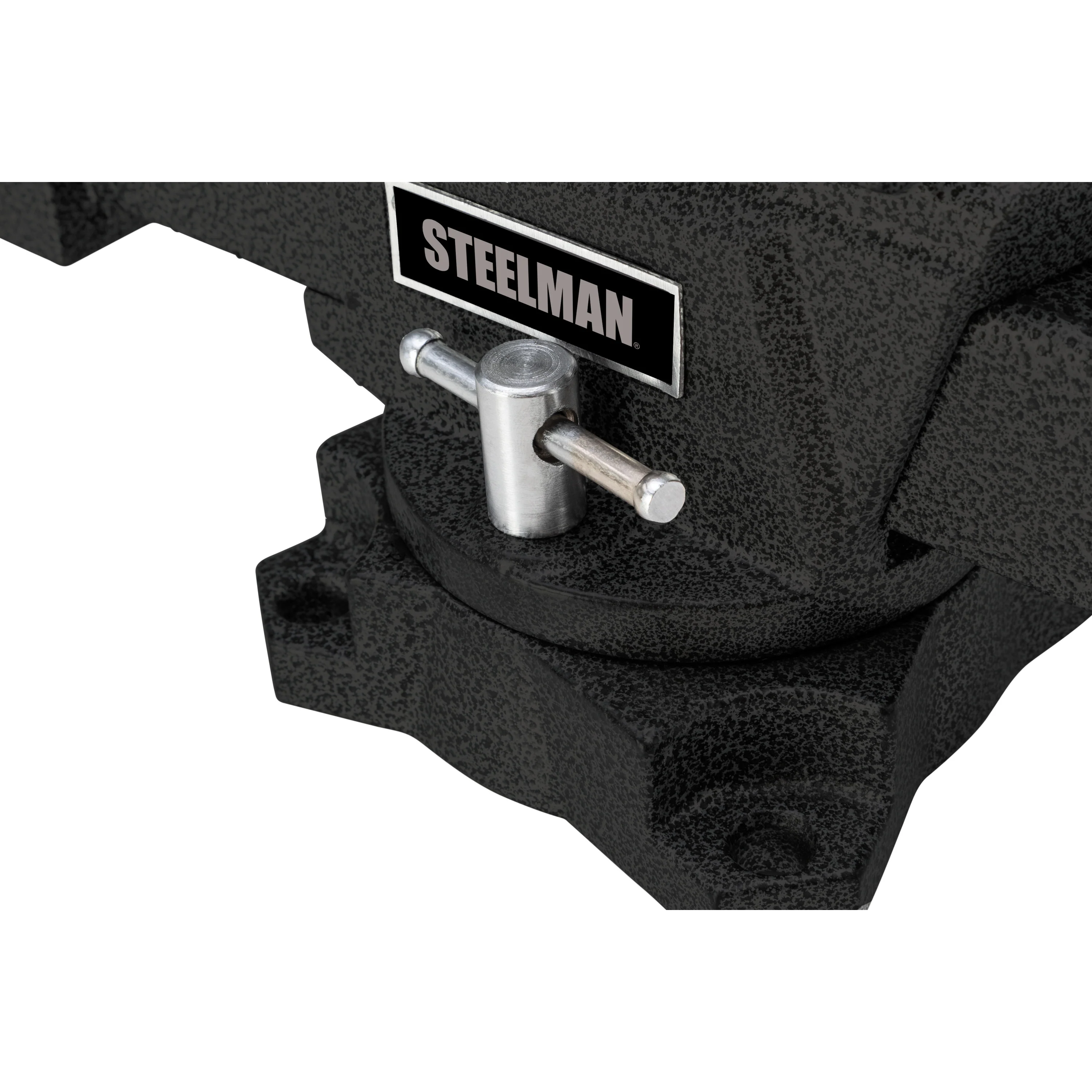 4-Inch Bench Vise with 360-degree Swivel Base, Serrated Steel Jaws, Gray - Image 6