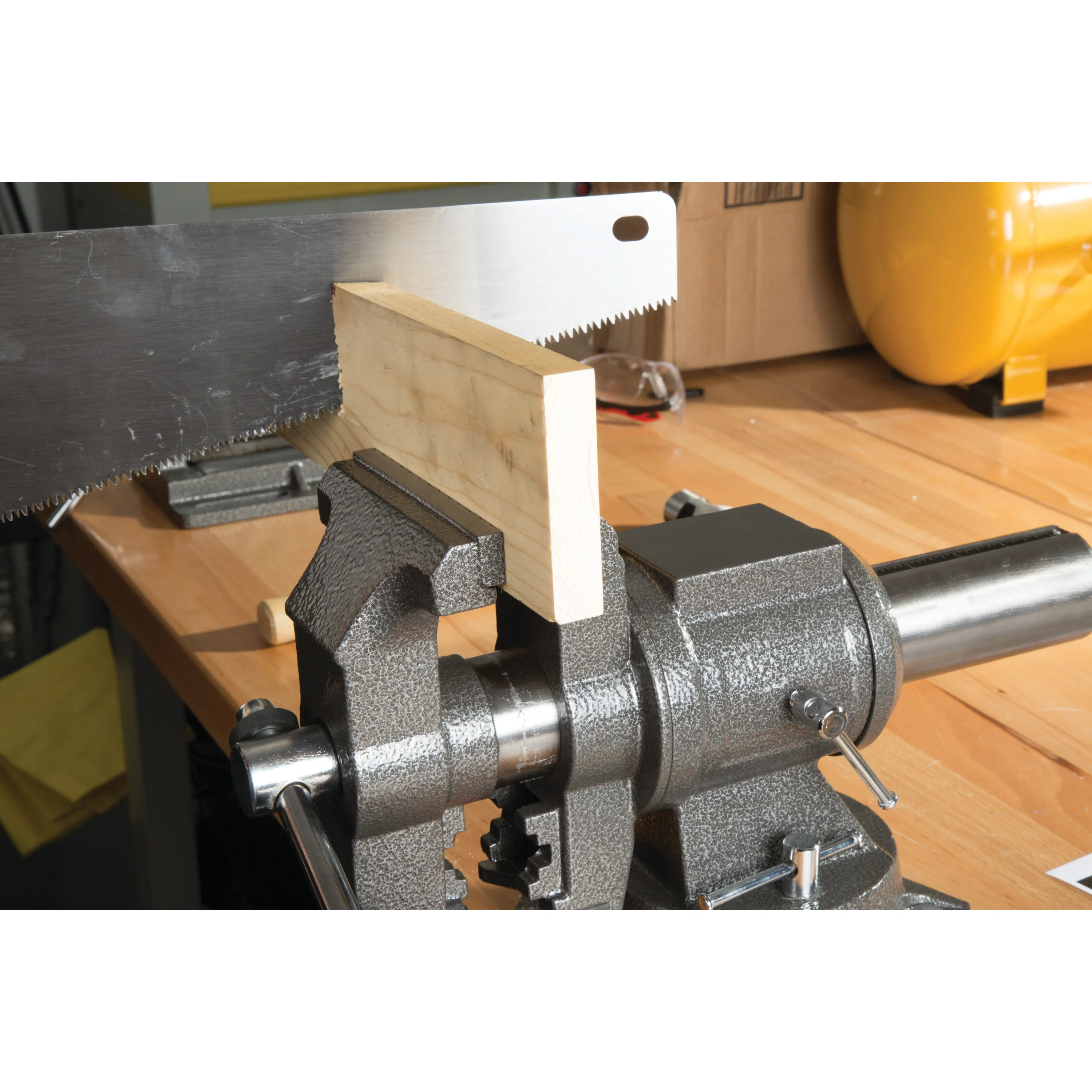 5-Inch Rotating Head Bench Vise with 360-degree Swivel Base, Gray - Image 7