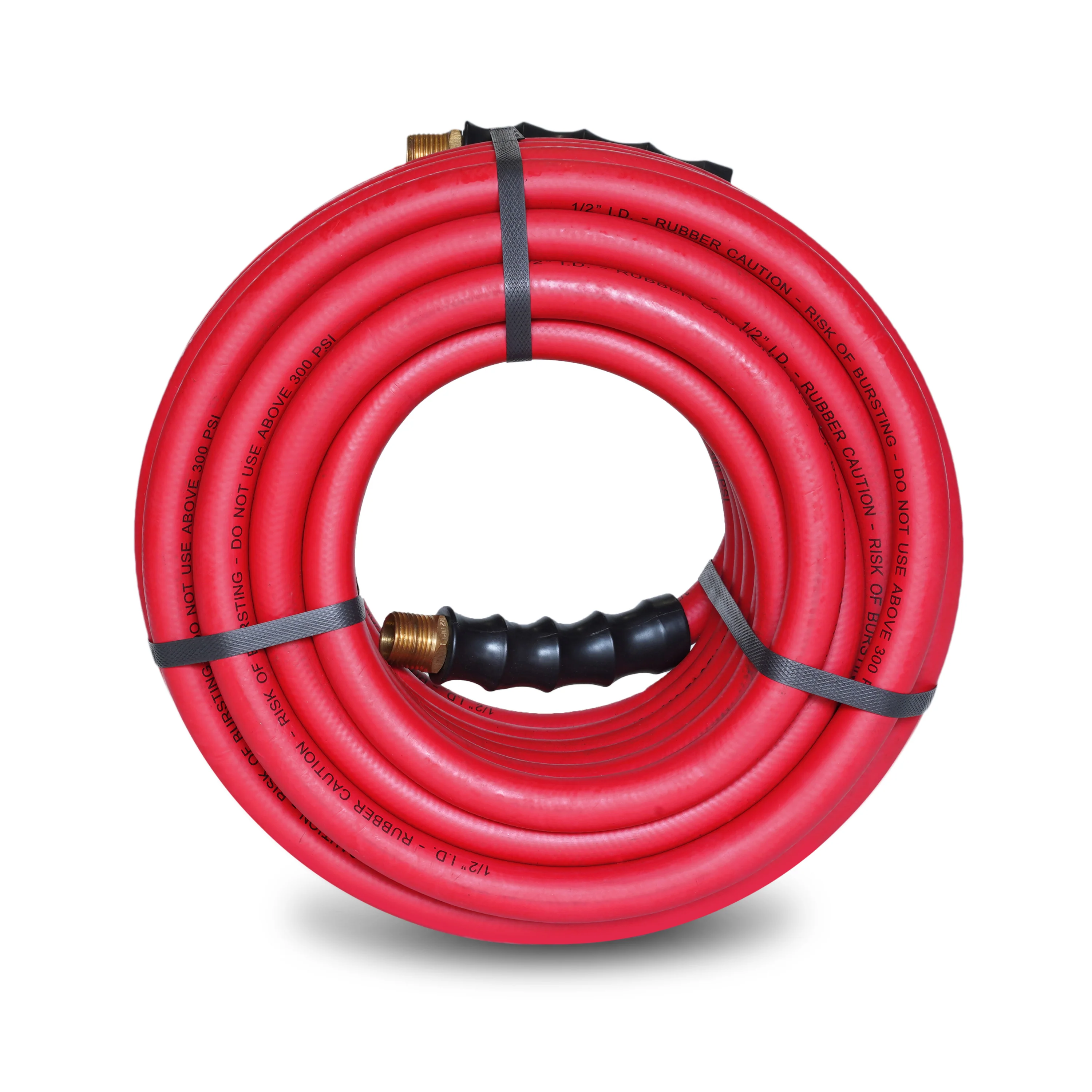 50-Foot Long Red Rubber 1/2-Inch ID Hose Reel Replacement Air Hose with 1/2-Inch NPT Brass Fittings - Image 2