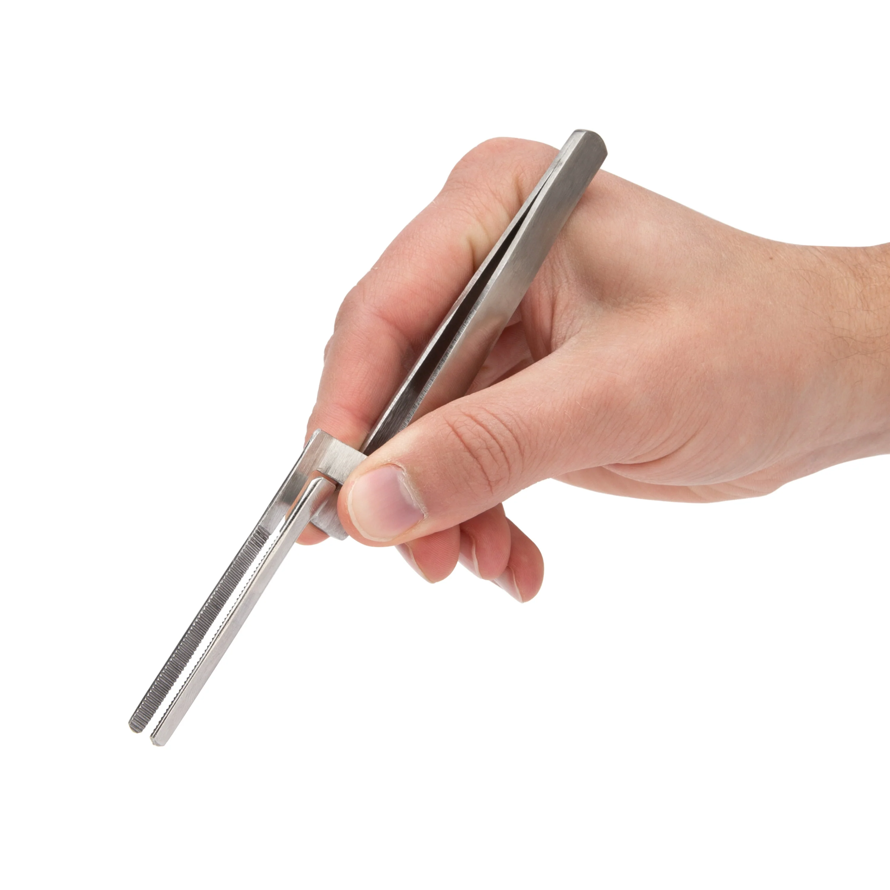 6-Inch Rounded Tip Offset Self-Closing Tweezers - Image 4