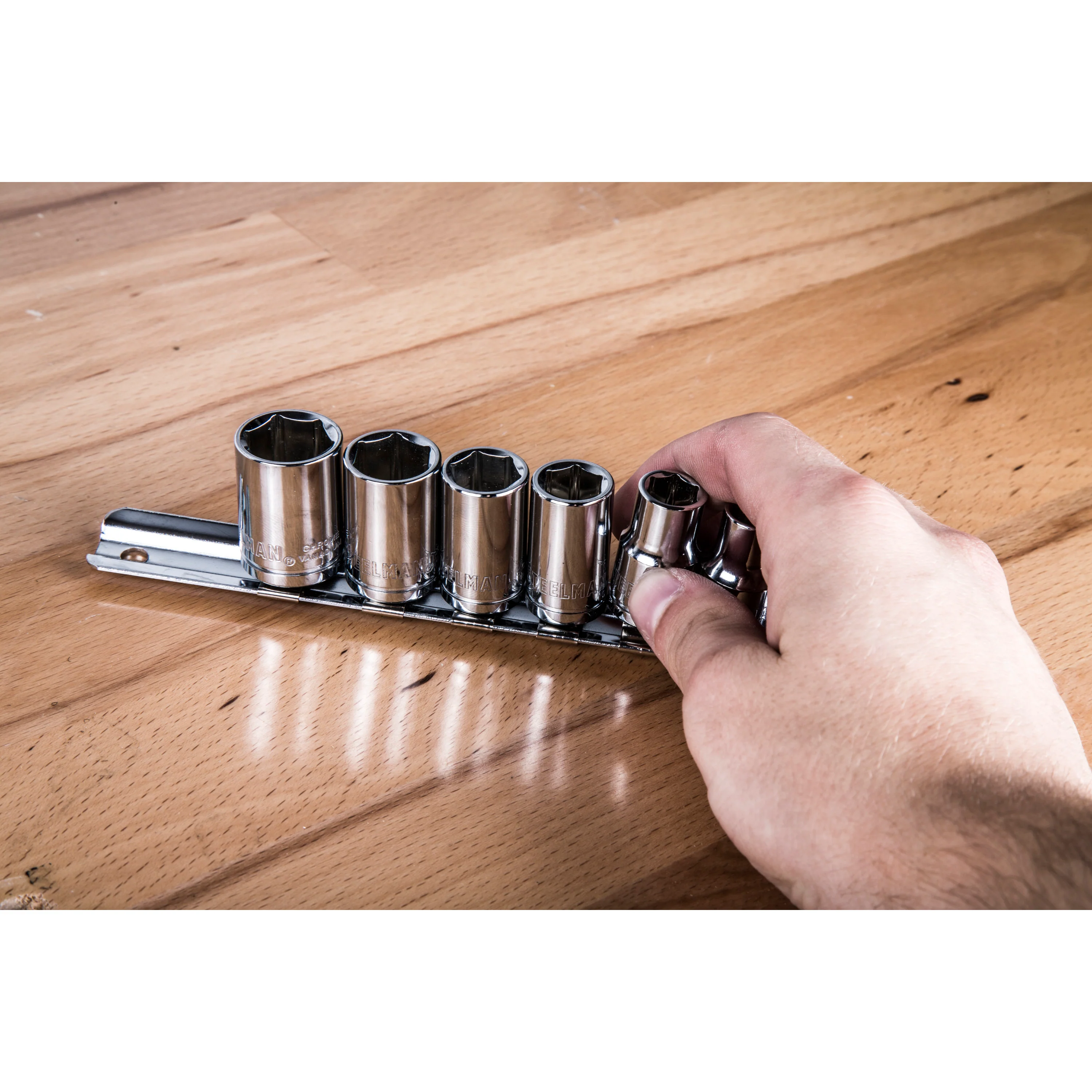 6-Piece 3/8-Inch Drive Steel Socket Rail, 7-Inch Length - Image 7