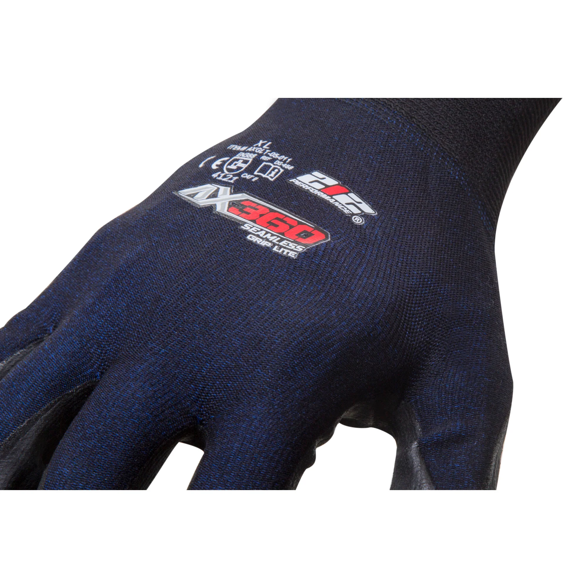 AX360 Grip Lite Nitrile-dipped Work Gloves in Black and Blue - Image 5