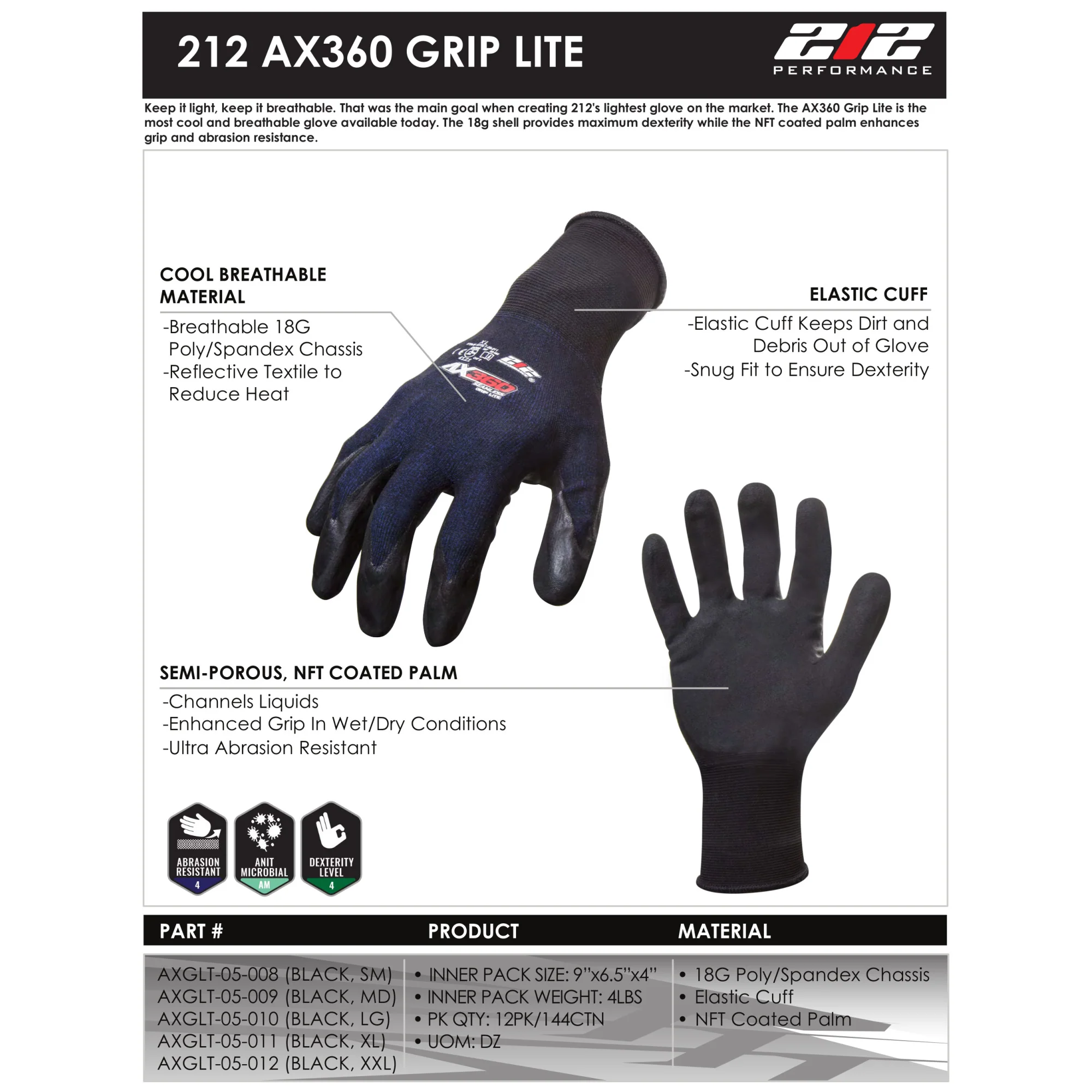 AX360 Grip Lite Nitrile-dipped Work Gloves in Black and Blue - Image 6