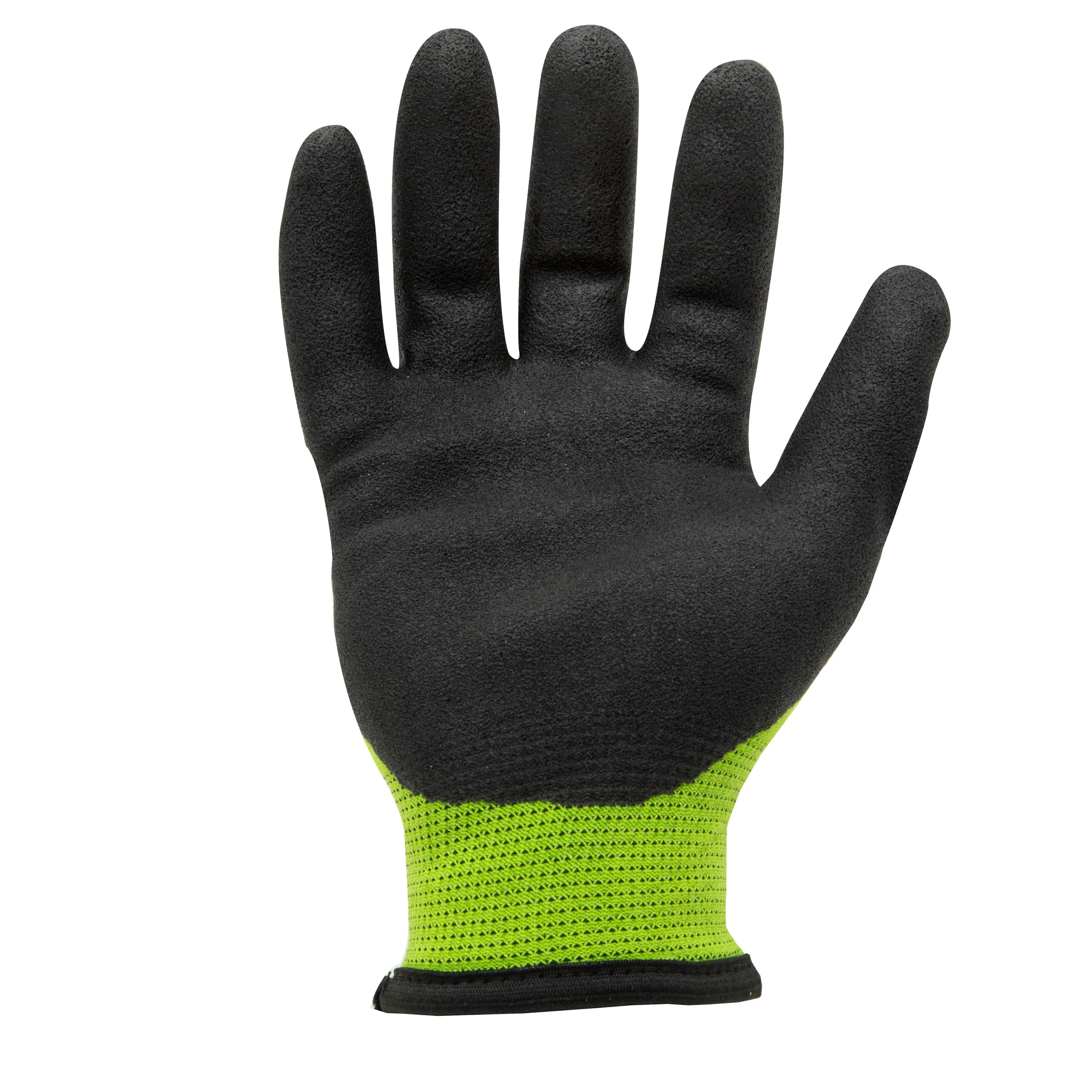 AX360 Seamless Nitrile-dipped Cut Resistant Cold Weather Hi-Viz Gloves in Black and Green (EN Level 5) - Image 4