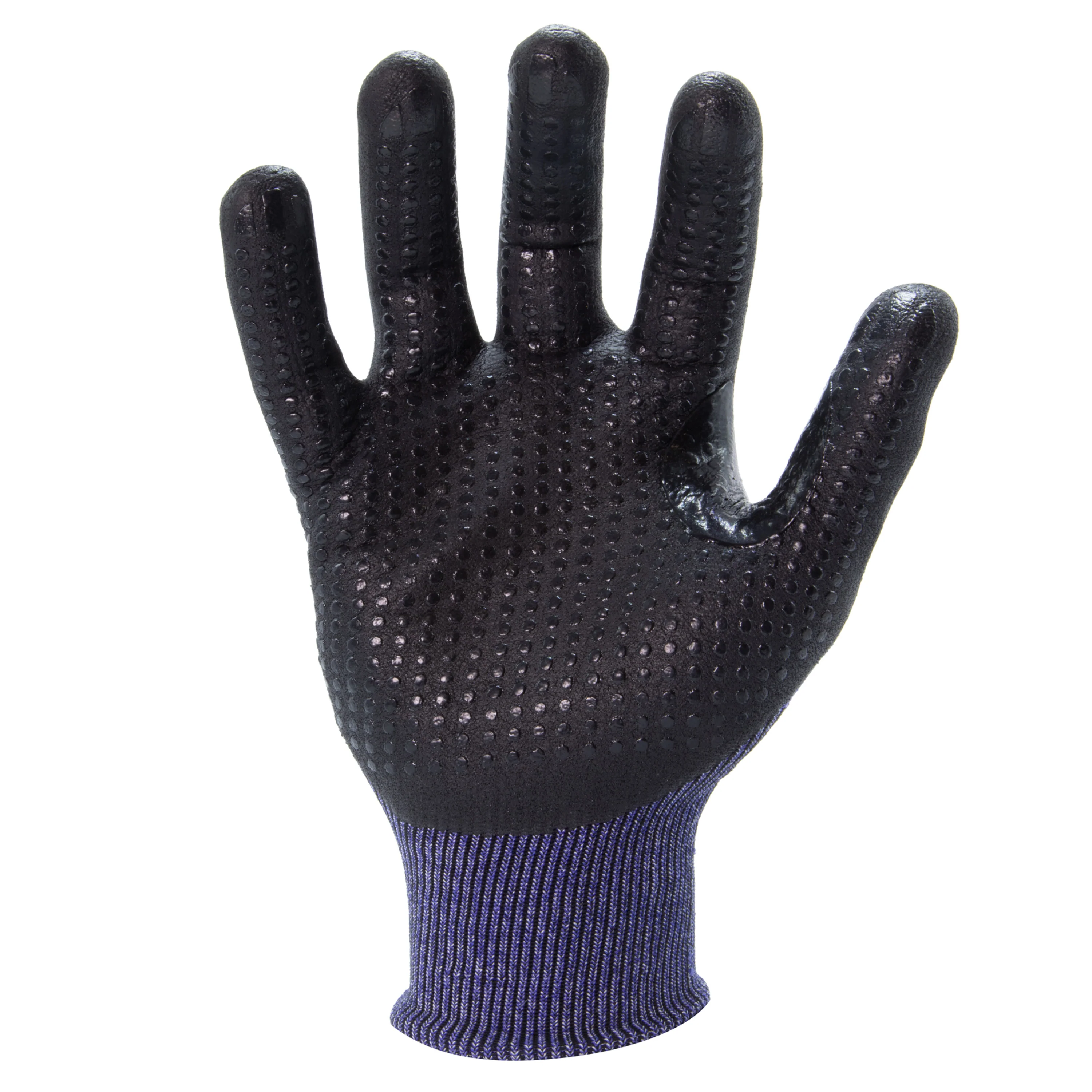 AX360 Seamless Nitrile-dipped Cut Resistant Dotted Grip Gloves in Black and Blues (EN Level 3) - Image 4