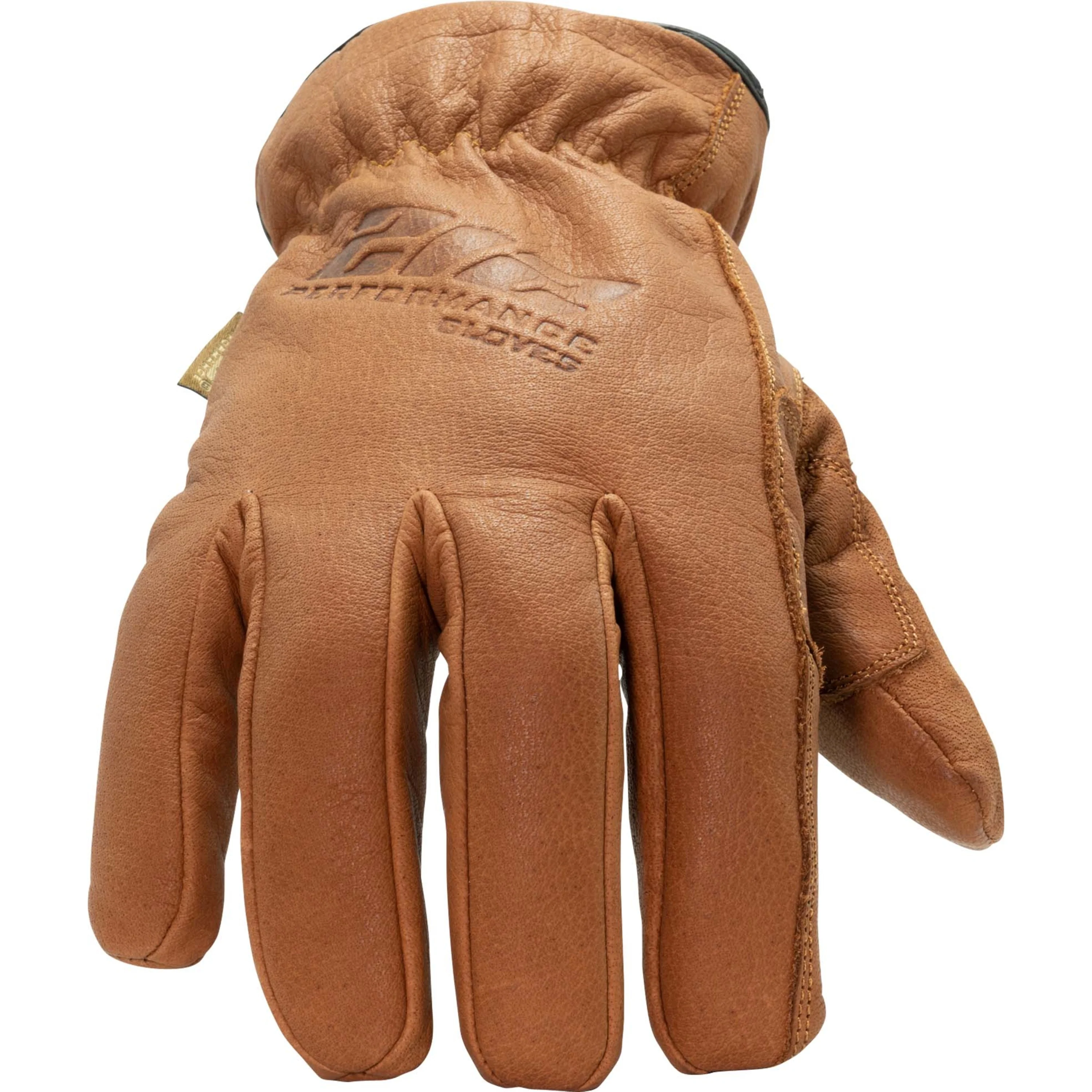 Fleece Lined Buffalo Leather Driver Winter Work Glove in Russet Brown - Image 2