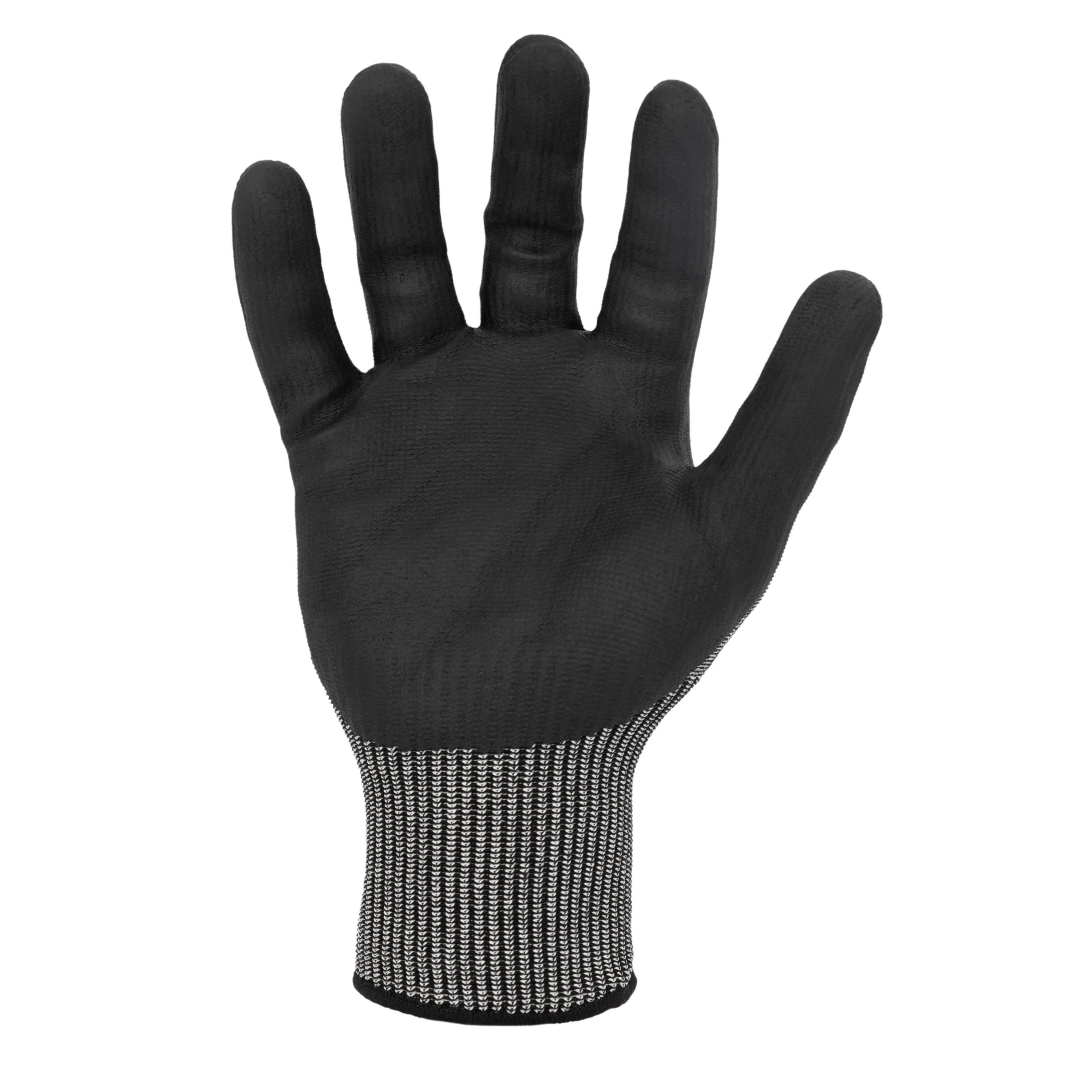 Nitrile Foam-Dipped ANSI A5 Cut Resistant Touchscreen Compatible Seamless Work Gloves in Black and Gray - Image 4