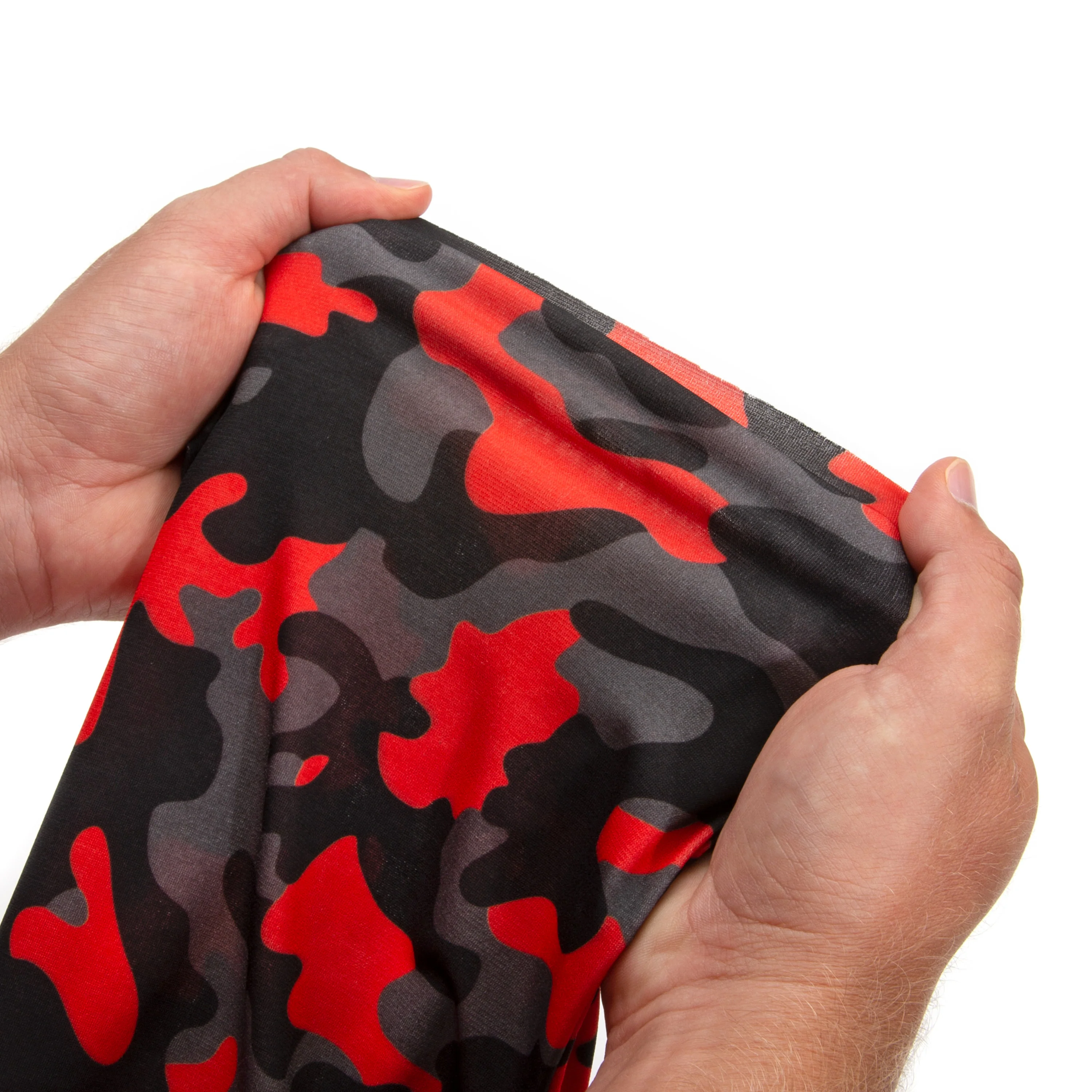 Protective Neck Gaiter and Particulate Filtering Face Cover in Red / Grey / Black Camo - Image 5