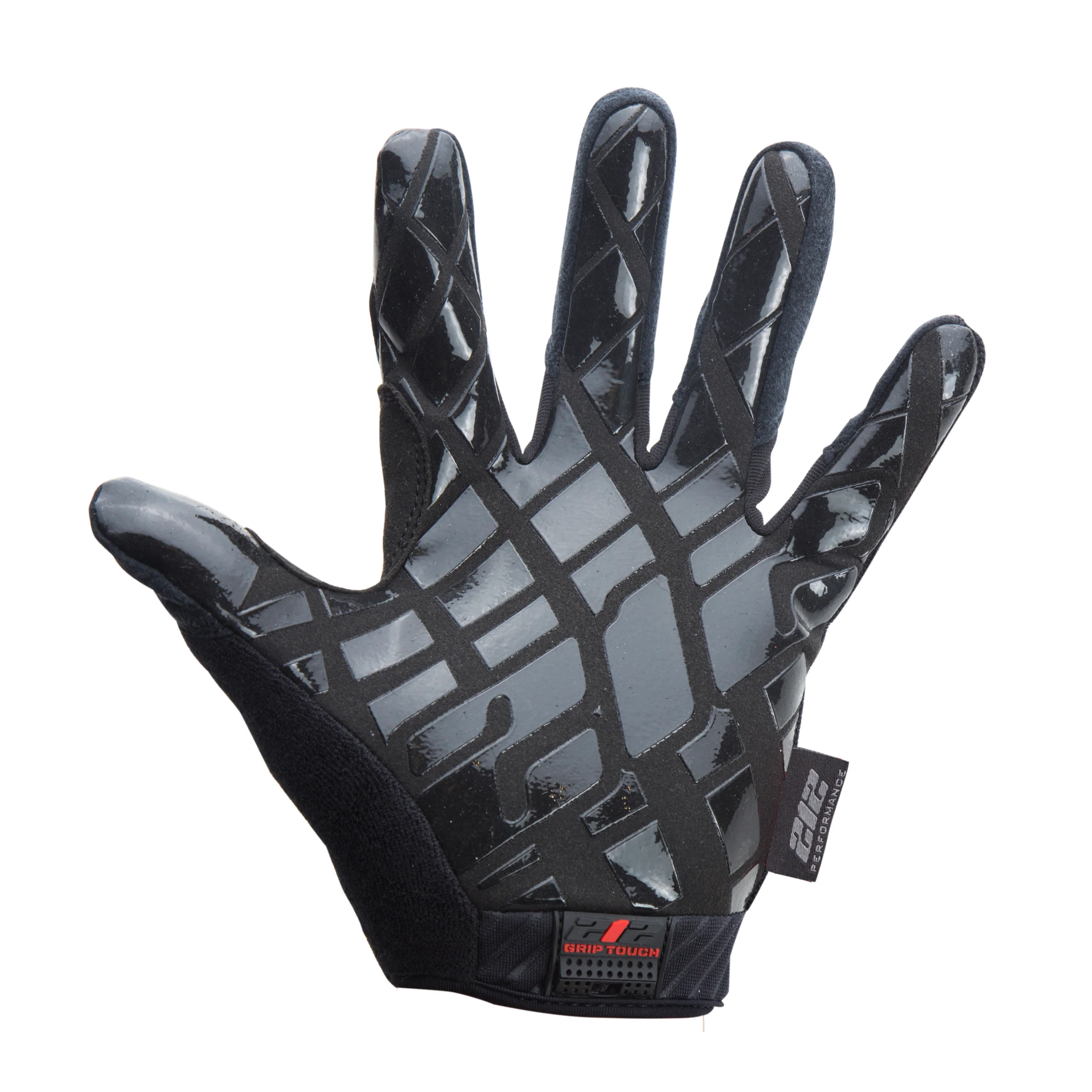 Silicone Grip Touch-Screen Compatible Mechanic Gloves in Black with Matte Black Palm - Image 2