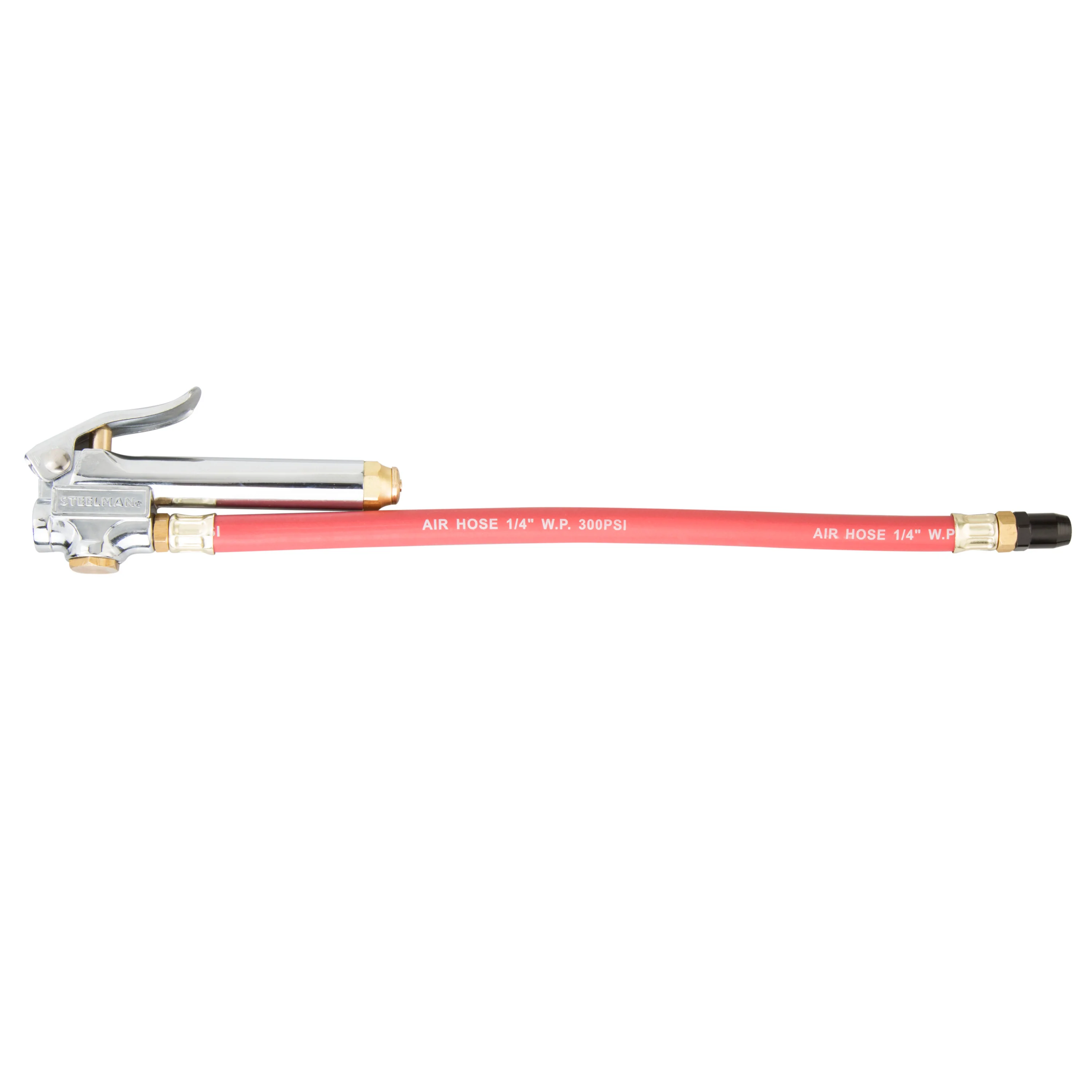 Straight Chuck Tire Inflator with Built-In Gauge and 12-Inch Hose