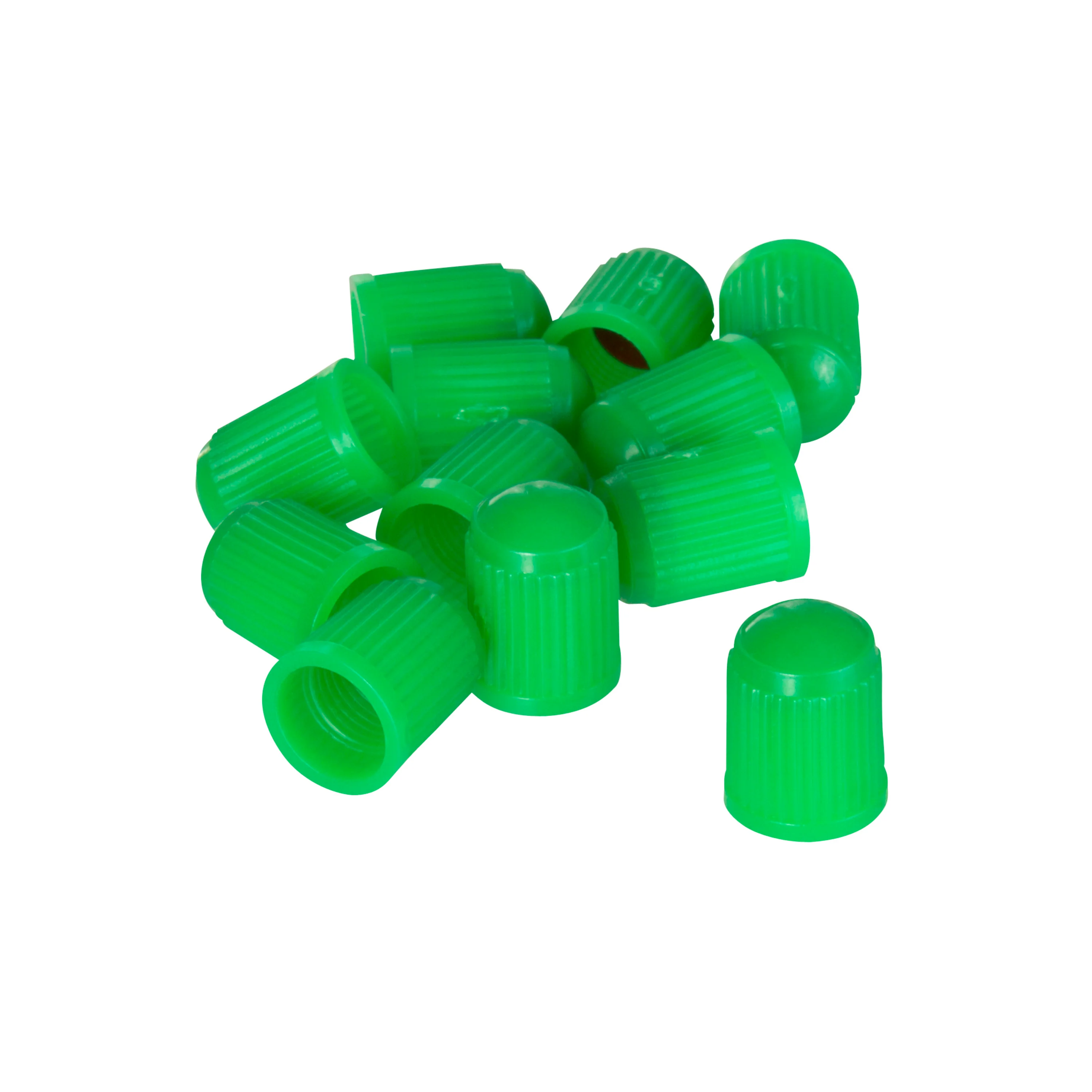 TPMS Compatible Green Plastic Valve Stem Caps with Internal Seal, 100-Pack